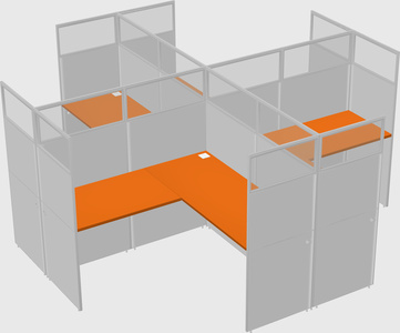 Shared l-shaped cubicles