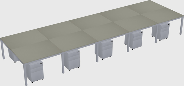 Shared rectangular desk