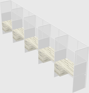 Shared rectangular cubicle