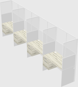 Shared rectangular cubicle