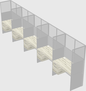 Shared rectangular cubicle