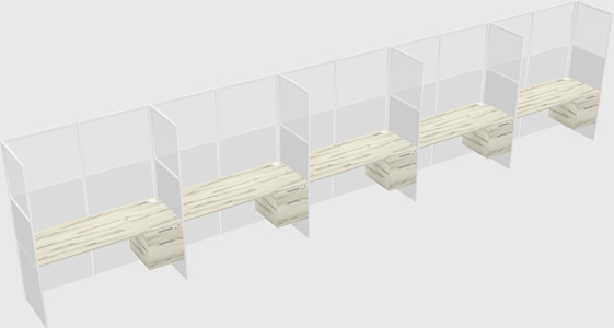 Shared rectangular cubicle