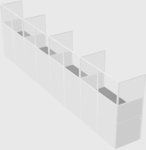 Shared rectangular cubicle