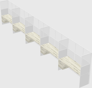 Shared rectangular cubicle