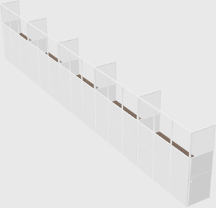 Shared rectangular cubicle