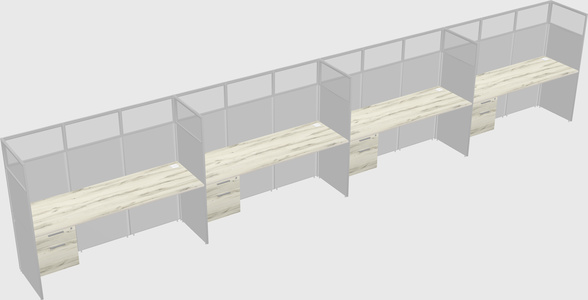 Shared rectangular cubicle