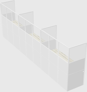 Shared rectangular cubicle