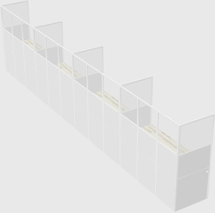 Shared rectangular cubicle