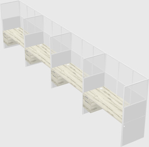 Shared rectangular cubicle