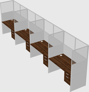 Shared rectangular cubicle