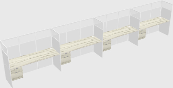 Shared rectangular cubicle