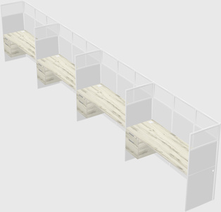 Shared rectangular cubicle