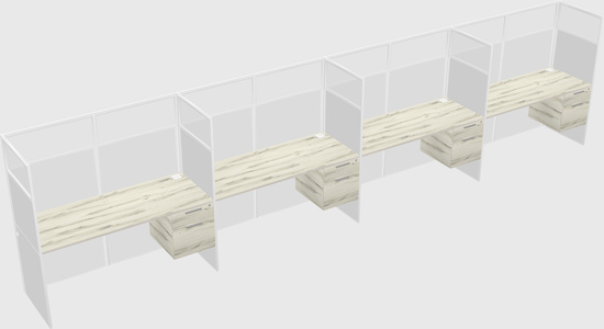 Shared rectangular cubicle