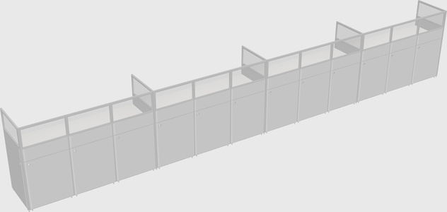 Shared rectangular cubicle