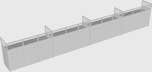 Shared rectangular cubicle