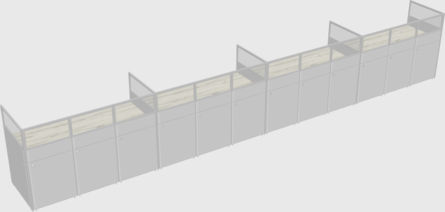Shared rectangular cubicle
