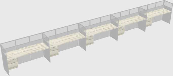 Shared rectangular cubicle