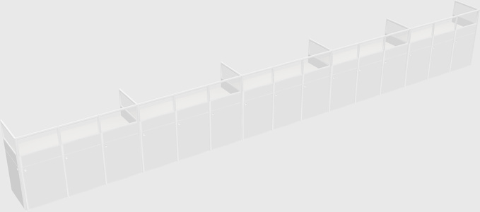 Shared rectangular cubicle