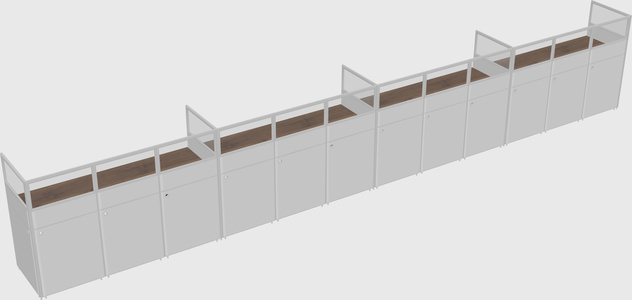 Shared rectangular cubicle