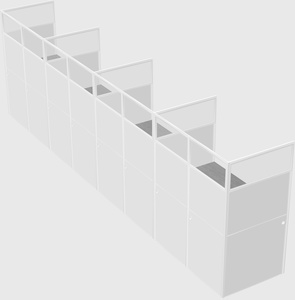 Shared rectangular cubicle