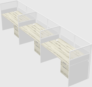 Shared rectangular cubicle