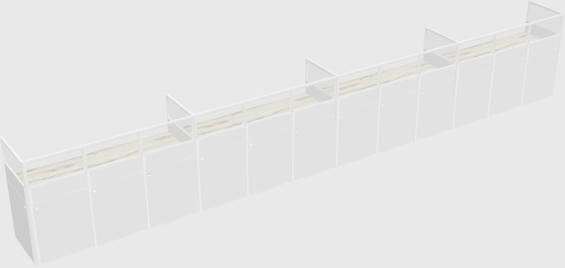 Shared rectangular cubicle