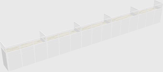 Shared rectangular cubicle