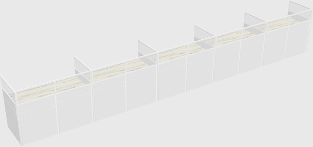 Shared rectangular cubicle