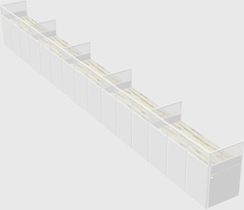 Shared rectangular cubicle