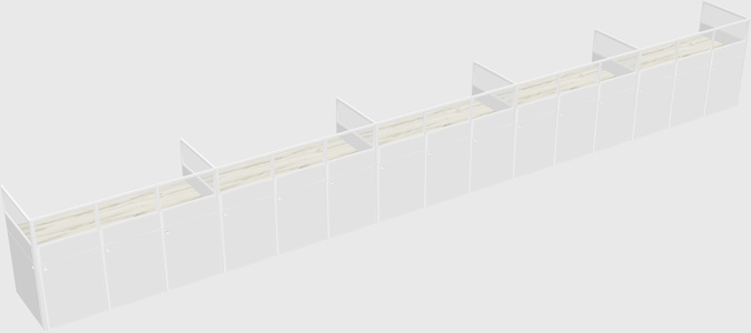 Shared rectangular cubicle