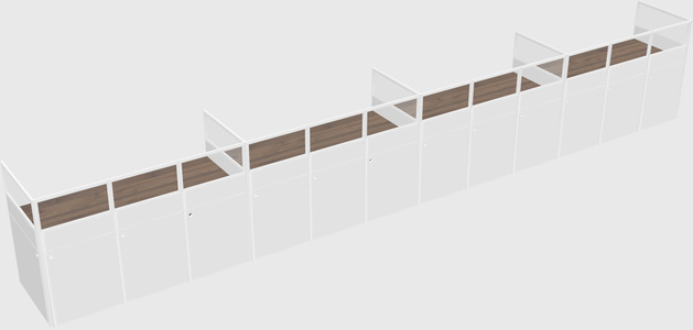 Shared rectangular cubicle
