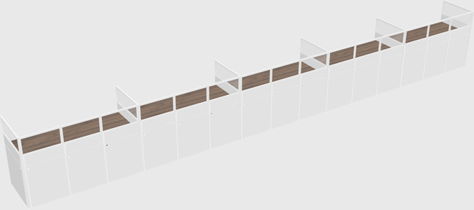 Shared rectangular cubicle