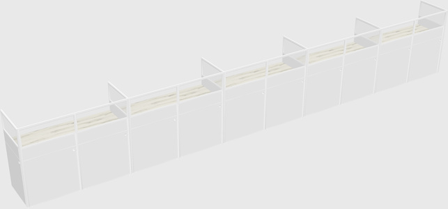 Shared rectangular cubicle