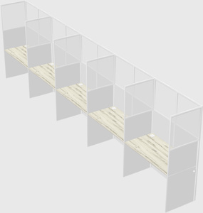 Shared rectangular cubicle