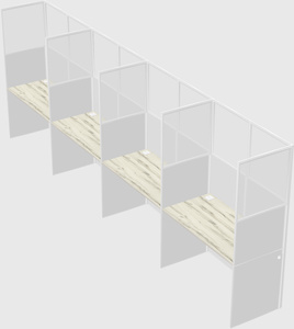Shared rectangular cubicle
