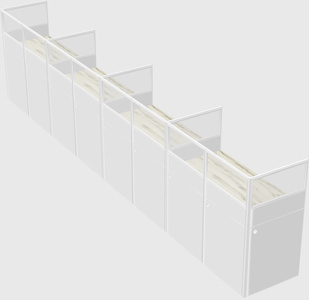 Shared rectangular cubicle