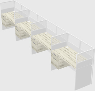 Shared rectangular cubicle