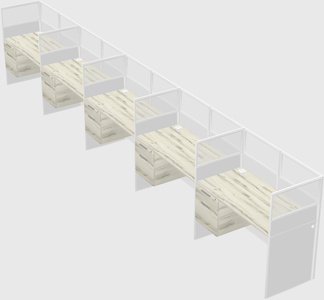 Shared rectangular cubicle