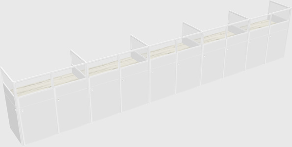 Shared rectangular cubicle