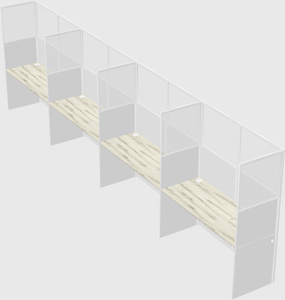 Shared rectangular cubicle