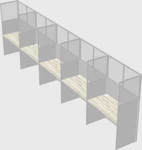 Shared rectangular cubicle