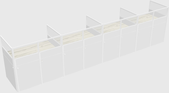 Shared rectangular cubicle