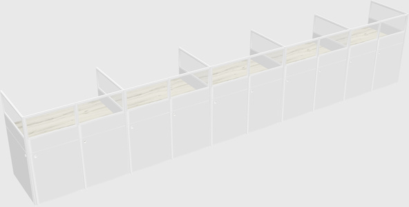 Shared rectangular cubicle