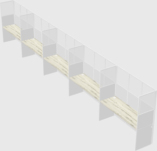 Shared rectangular cubicle