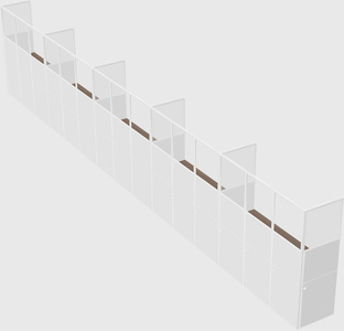 Shared rectangular cubicle