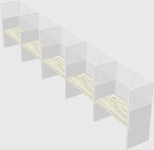 Shared rectangular cubicle