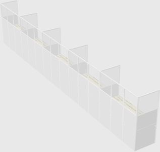 Shared rectangular cubicle