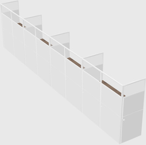 Shared rectangular cubicle