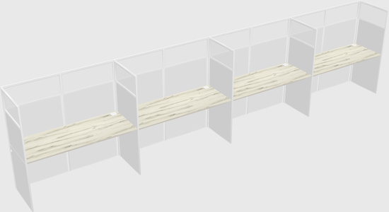 Shared rectangular cubicle