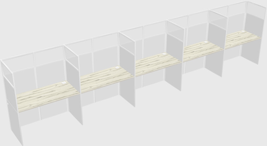 Shared rectangular cubicle